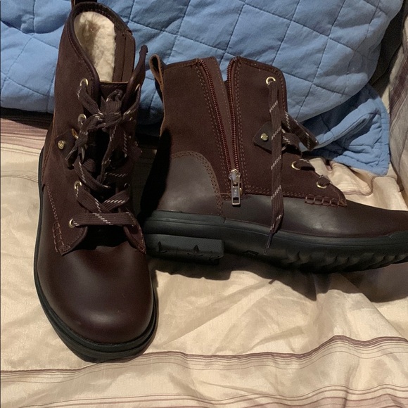 UGG HAPSBURG HIKER Brown Leather Lace-Up Boots brand new NO ORIGINAL BOX - Picture 3 of 15